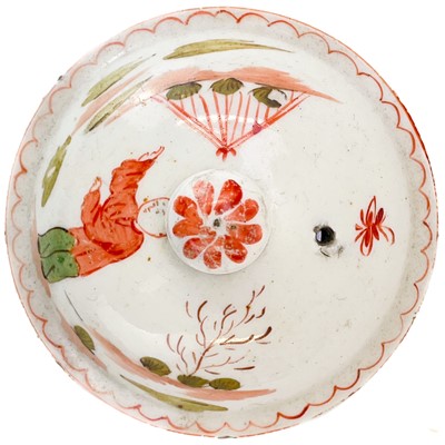 Lot 410 - A Lowestoft plate with blue and white floral and insect decoration.