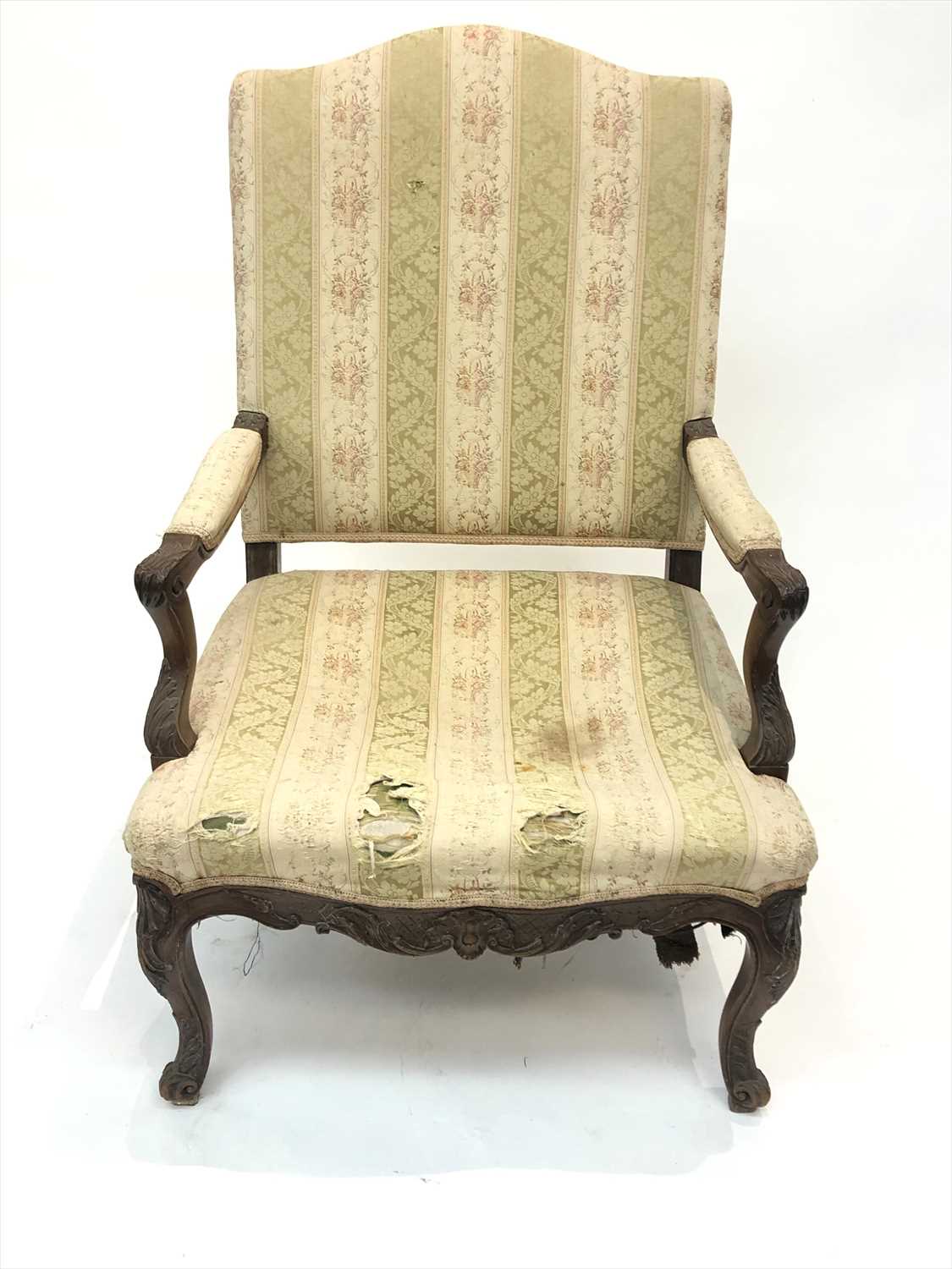 Lot 3312 - A 19th century upholstered carved walnut...