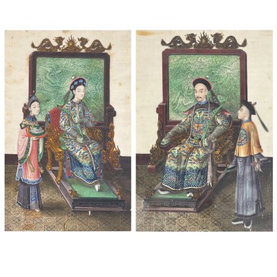 Lot 147 - A pair of Chinese paintings on pith paper, late 19th century.