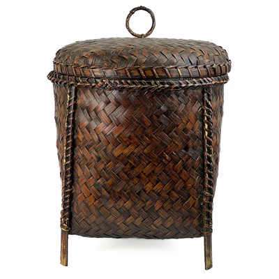 Lot 178 - A Japanese wicker lidded basket.