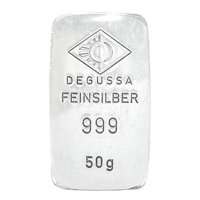 Lot 57 - A Degussa fine silver 50g ingot.