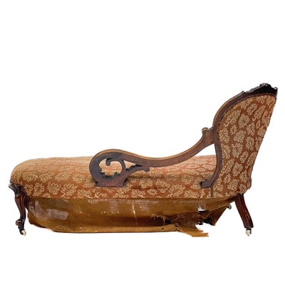 Lot 652 - A mid 19th century walnut chaise longue.