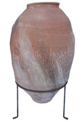 Lot 343 - A terracotta olive jar.