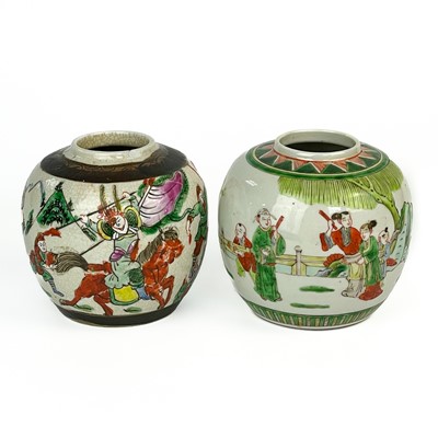 Lot 197 - Two Chinese famille verte porcelain ginger jars, circa 1900.