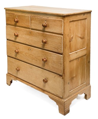 Lot 252 - A Victorian pine chest of two short and three long drawers.