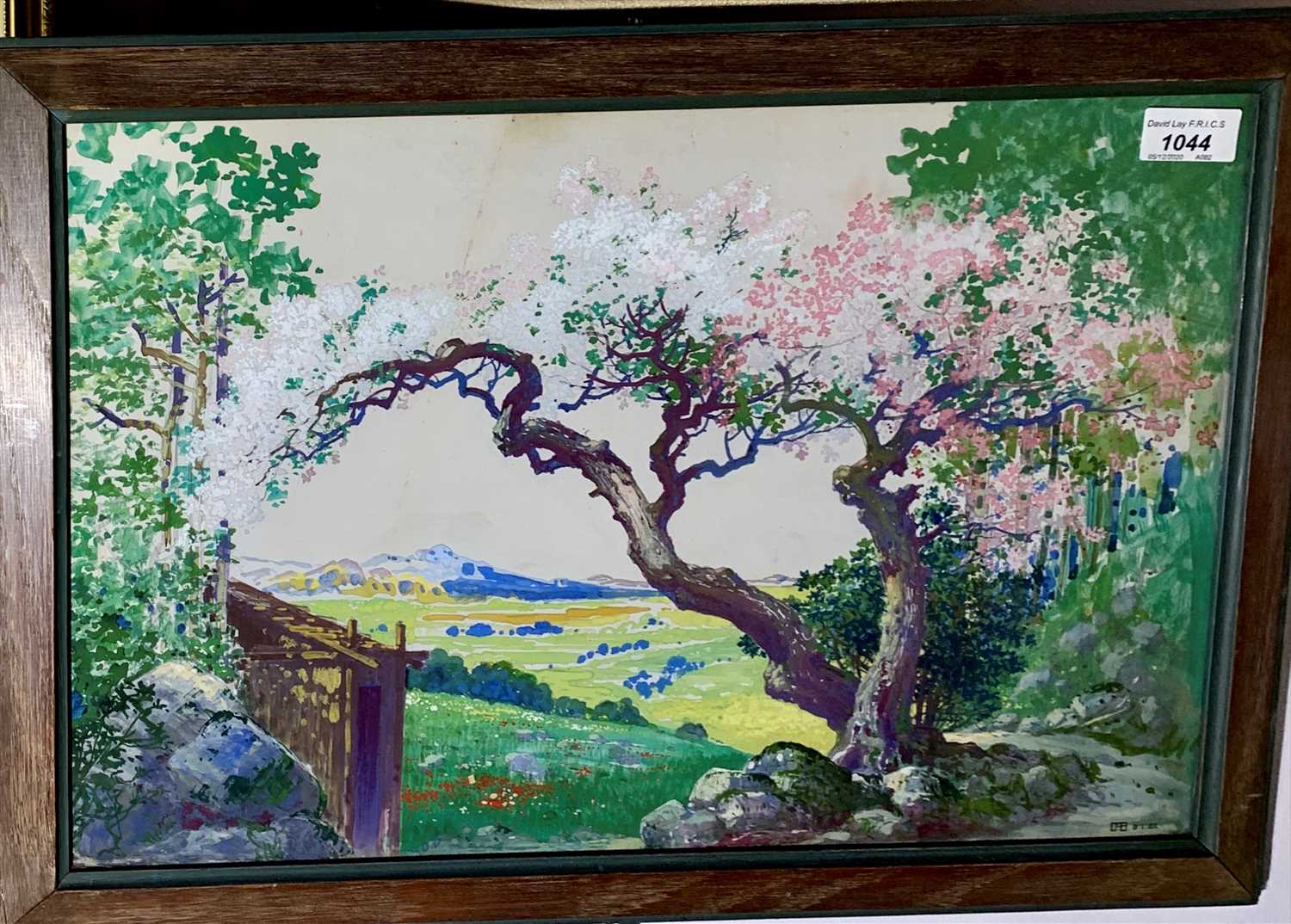 Lot 1044 - Monica BARNES Landscape with a cherry blossom...