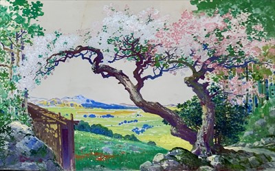 Lot 1044 - Monica BARNES Landscape with a cherry blossom...