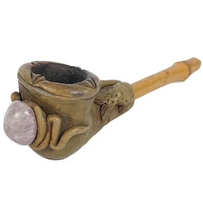 Lot 252 - A Chinese bone opium pipe, early 20th century.