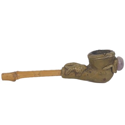 Lot 252 - A Chinese bone opium pipe, early 20th century.