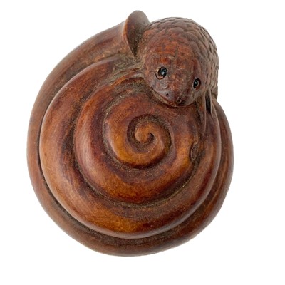 Lot 347 - Two Japanese carved wood netsukes, early 20th century.