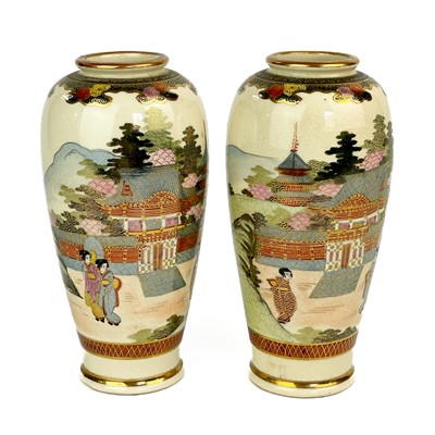 Lot 236 - A pair of Japanese Satsuma vases, early 20th century.