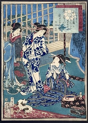 Lot 1252 - A Japanese woodblock print on silk.