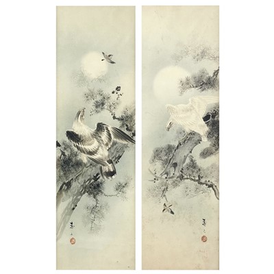 Lot 1256 - A pair of Japanese watercolours, early 20th century.