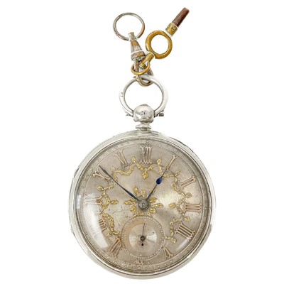 Lot 46 - A silver cased fusee lever key wind pocket watch.