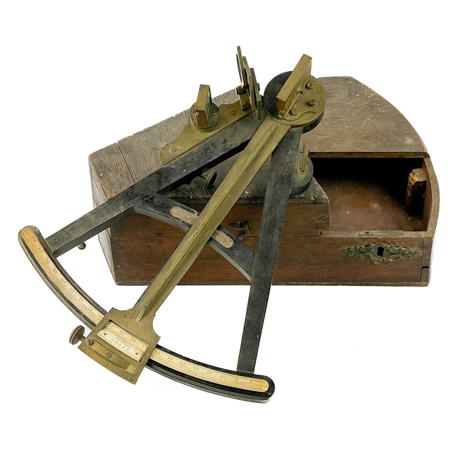 Lot 37 - A brass and ebony octant.