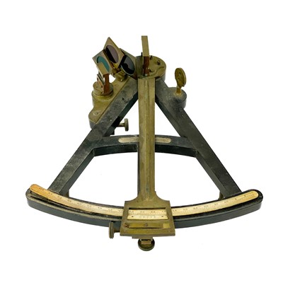 Lot 37 - A brass and ebony octant.