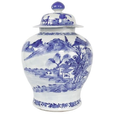 Lot 1260 - A Chinese blue and white porcelain vase and cover, late 19th century.