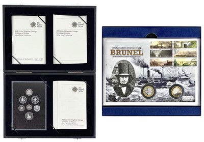 Lot 50 - 2006 Brunel Anv. £2 double silver coin FDC + 2008 UK Emblems of Britain Silver Proof Collection