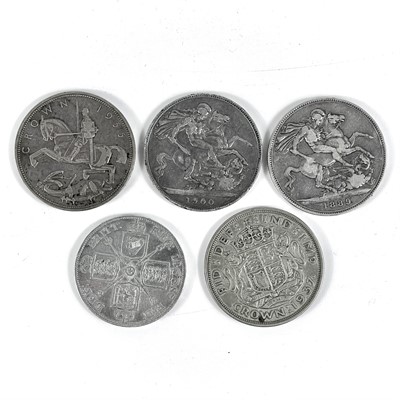 Lot 58 - GB silver 4/- and 5/- coins (x5)