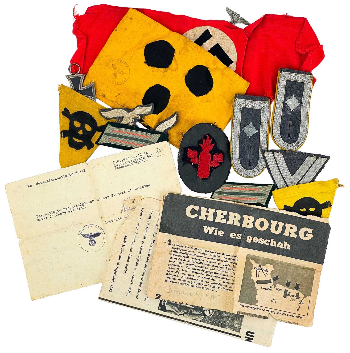 Lot 223 - Germany World War 2 Military Badges, paperwork etc