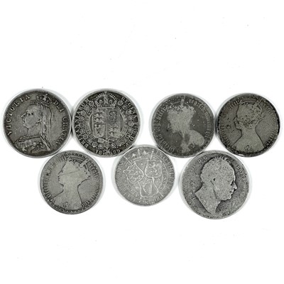 Lot 62 - 19th century silver half-crowns and florins (total 7 coins)