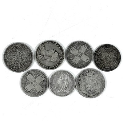 Lot 62 - 19th century silver half-crowns and florins (total 7 coins)