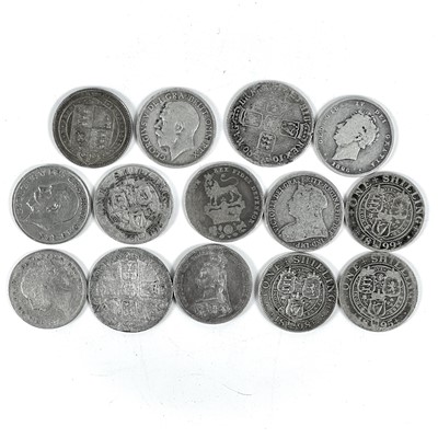 Lot 63 - Silver shillings 1696 - 1915 (total 14 coins)