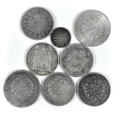 Lot 67 - France: 1 franc to 50 francs 19th & 20th century silver coins (x8)