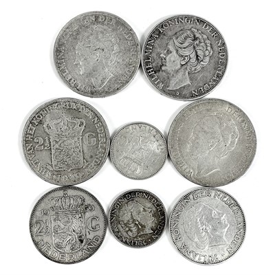 Lot 68 - Netherlands silver 1 & 21/2 guilder coins (total 8 coins)