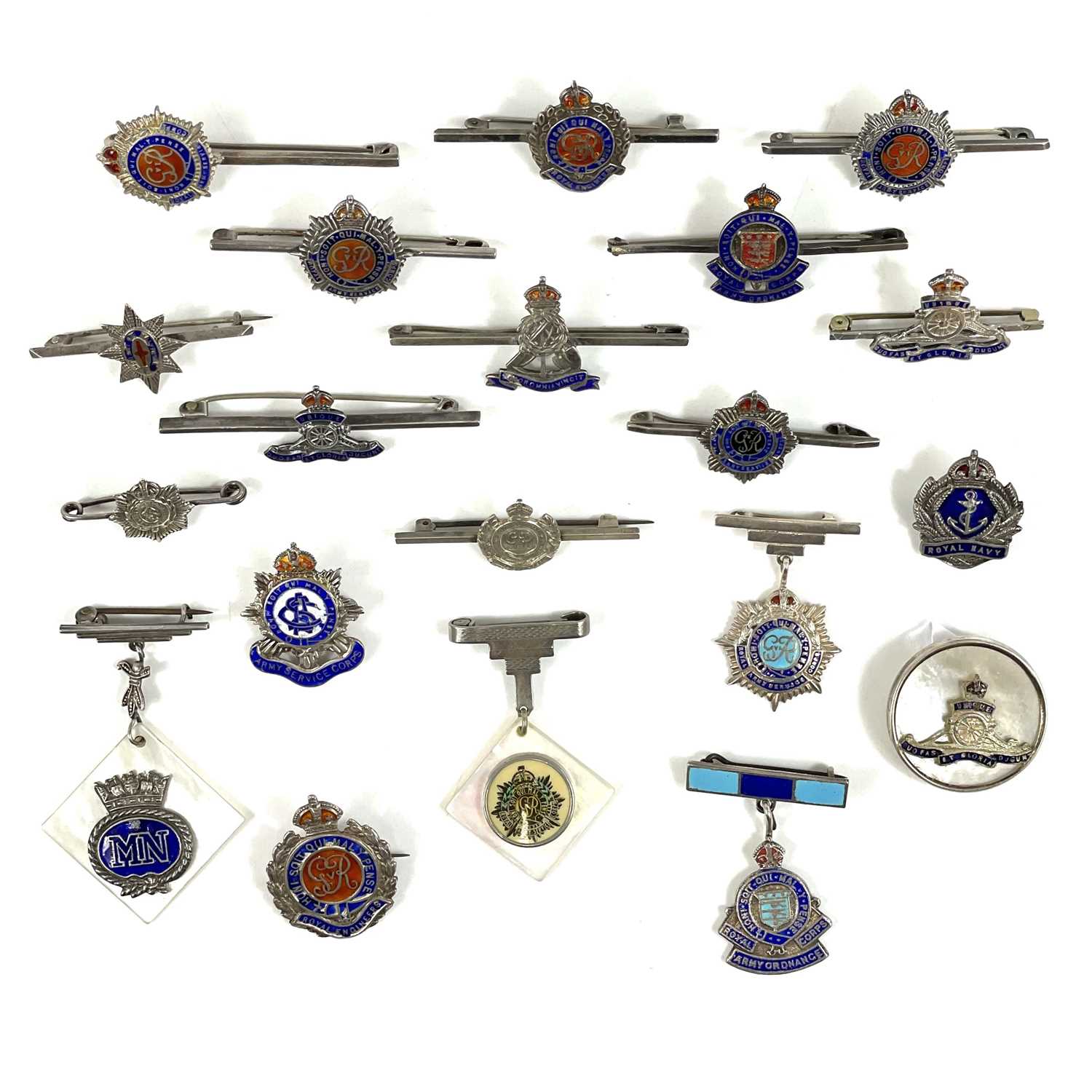 Lot 206 - Silver & silver plate Sweetheart Badges (x20)