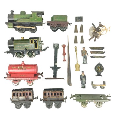 Lot 502 - Bing / Hornby / Brimtoy O Gauge Model Railway locomotives, wagons & accessories