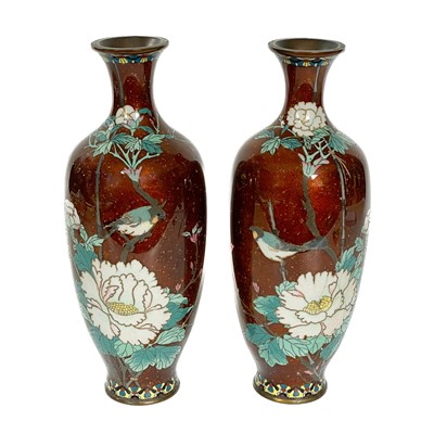 Lot 161 - A pair of Japanese cloisonne vases, 19th century.