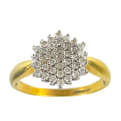 Lot 144 - An 18ct hallmarked gold diamond cluster ring.