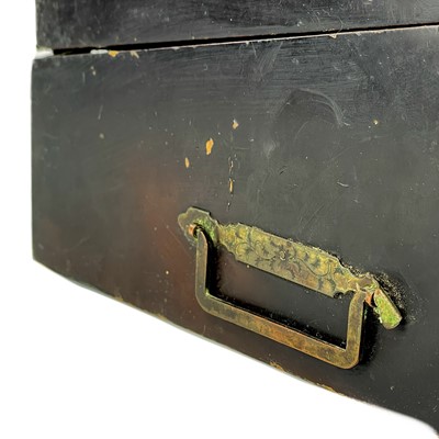 Lot 271 - A Japanese black lacquered writing slope, circa 1900.