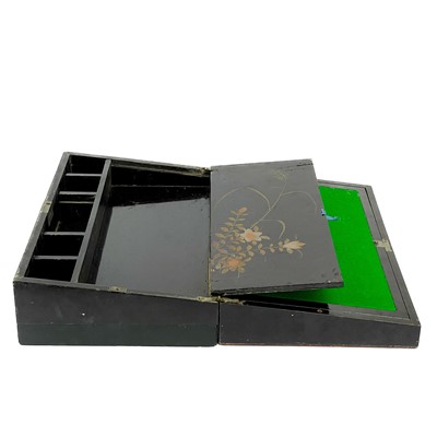 Lot 271 - A Japanese black lacquered writing slope, circa 1900.