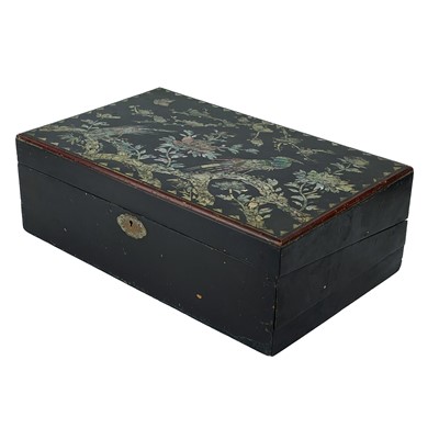 Lot 271 - A Japanese black lacquered writing slope, circa 1900.