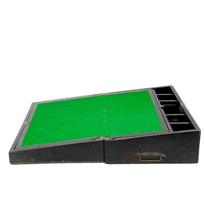 Lot 271 - A Japanese black lacquered writing slope, circa 1900.