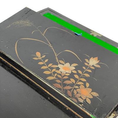 Lot 271 - A Japanese black lacquered writing slope, circa 1900.