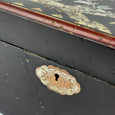 Lot 271 - A Japanese black lacquered writing slope, circa 1900.