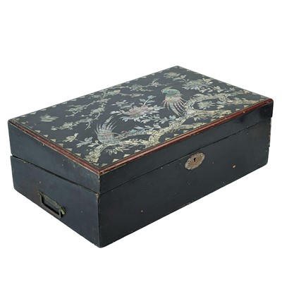 Lot 271 - A Japanese black lacquered writing slope, circa 1900.