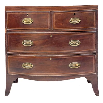 Lot 644 - A 19th century bow fronted chest of drawers.