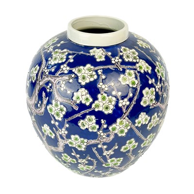 Lot 1202 - A Chinese porcelain prunus blossom ovoid vase, early-mid 20th century.