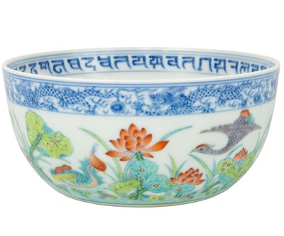 Lot 1101 - A Chinese doucai porcelain bowl, Daoguang seal mark.