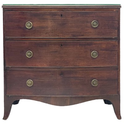 Lot 685 - A late George III mahogany bow front chest.