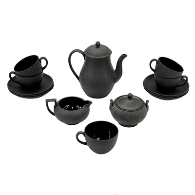 Lot 297 - A Wedgwood black basalt coffee service.