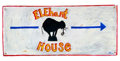 Lot 32 - A hand-painted elephant house sign by Simeon Stafford.