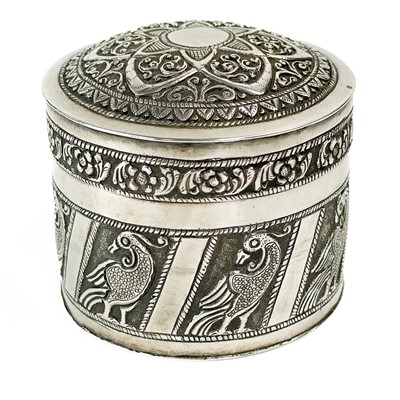 Lot 121 - A Persian silver lidded pot, circa 1900.