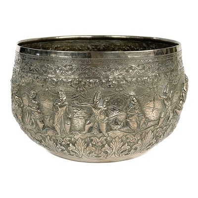 Lot 297 - A large Burmese Thabeik silver bowl, circa 1900.