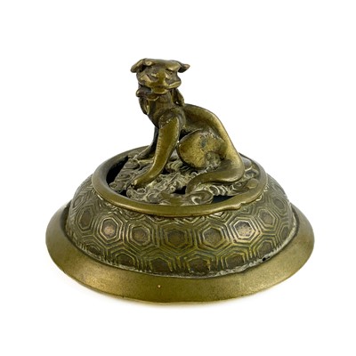 Lot 299 - A Chinese polished bronze and champleve incense burner.