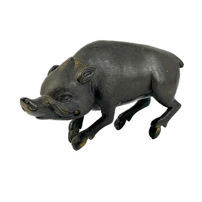 Lot 301 - A Japanese bronze model of a wild boar, Meiji period.